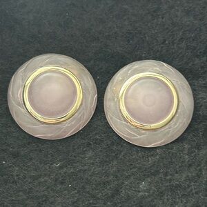 Frosted Pastel Lilac Gold-Tone Clip On Earrings